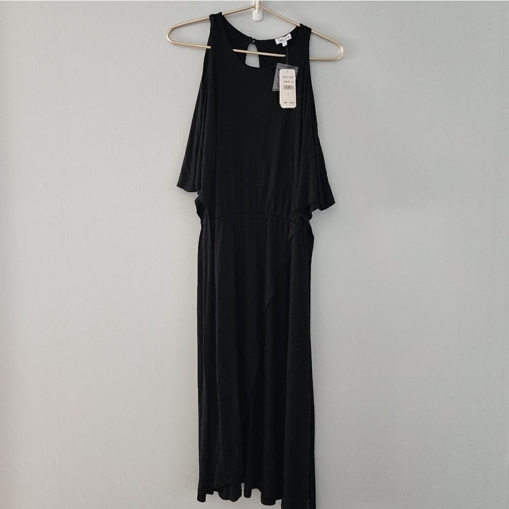 Splendid Black Cold Shoulder Wrap Dress women's Small Style # SD18210RT NWT